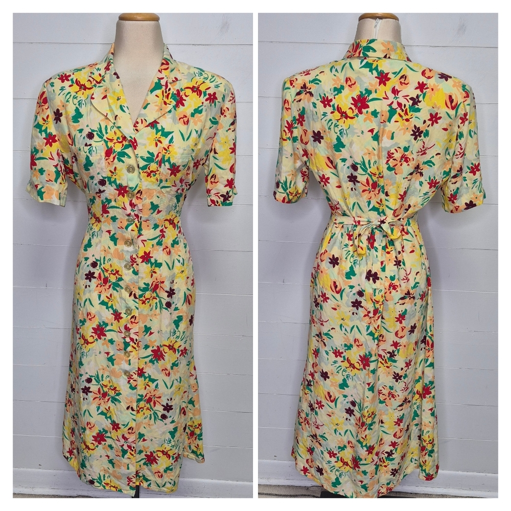Vintage Weinberg Floral Button Down Dress Size M - Picture 3 of 13